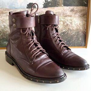 Vince Camuto Brown Lace Up Boots Talorini Leather Size 10